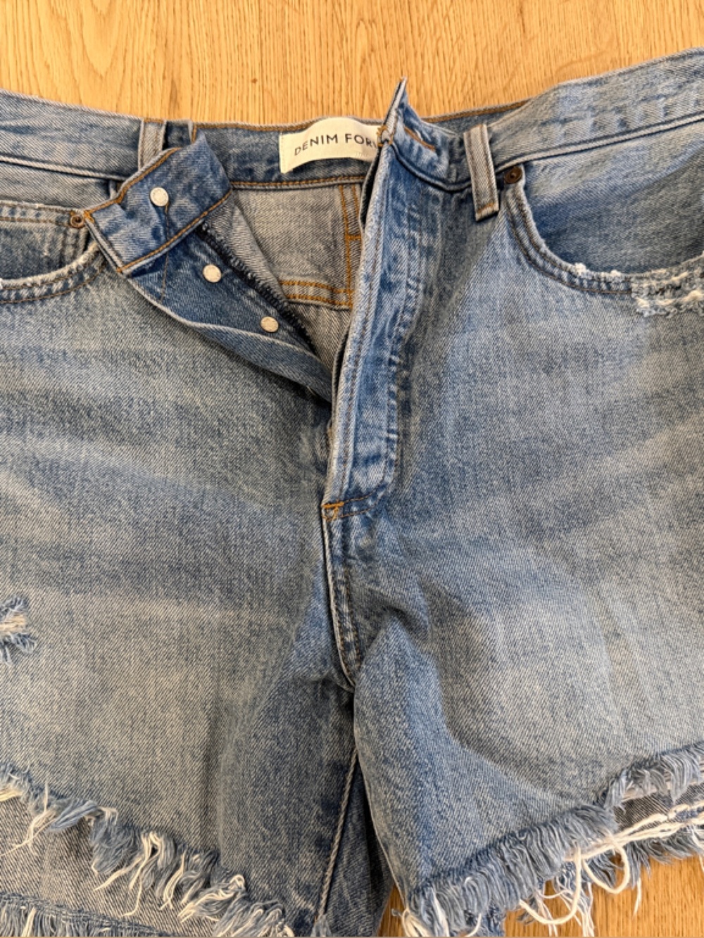 Denim Forum Light Blue Distressed Boyfriend Jeans